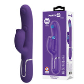 Party Up Alan Dual Motor Vibrator 22.8 Centimeters with Licking Clit Stimulator and Thumping Shaft Purple VIBRATORS-RABBIT
